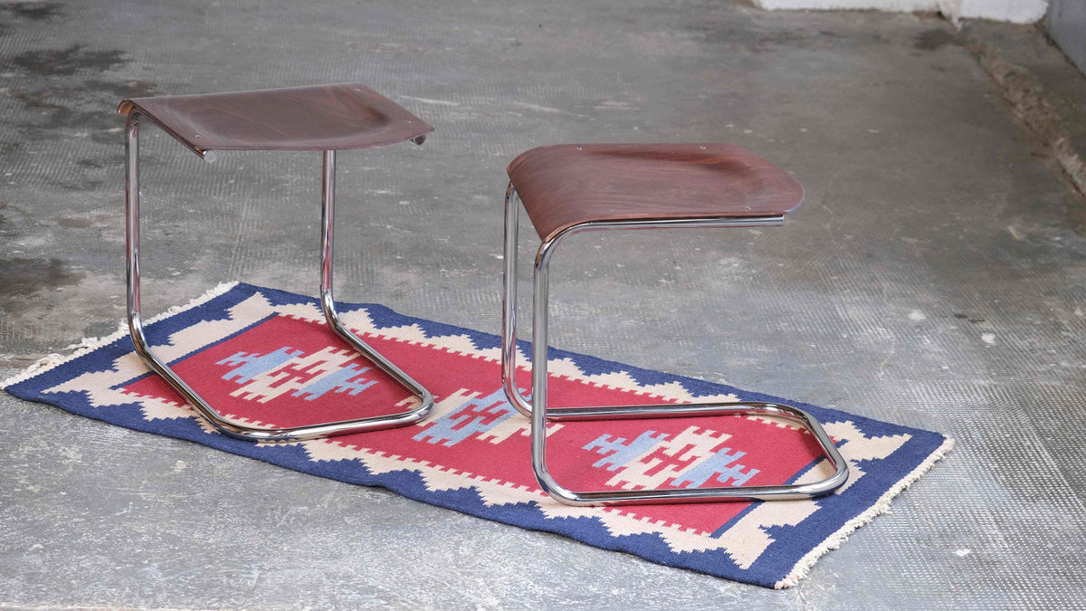 Tabouret Bauhaus vintage de Mart Stam pour Kovona marron foncé 1 sur 2