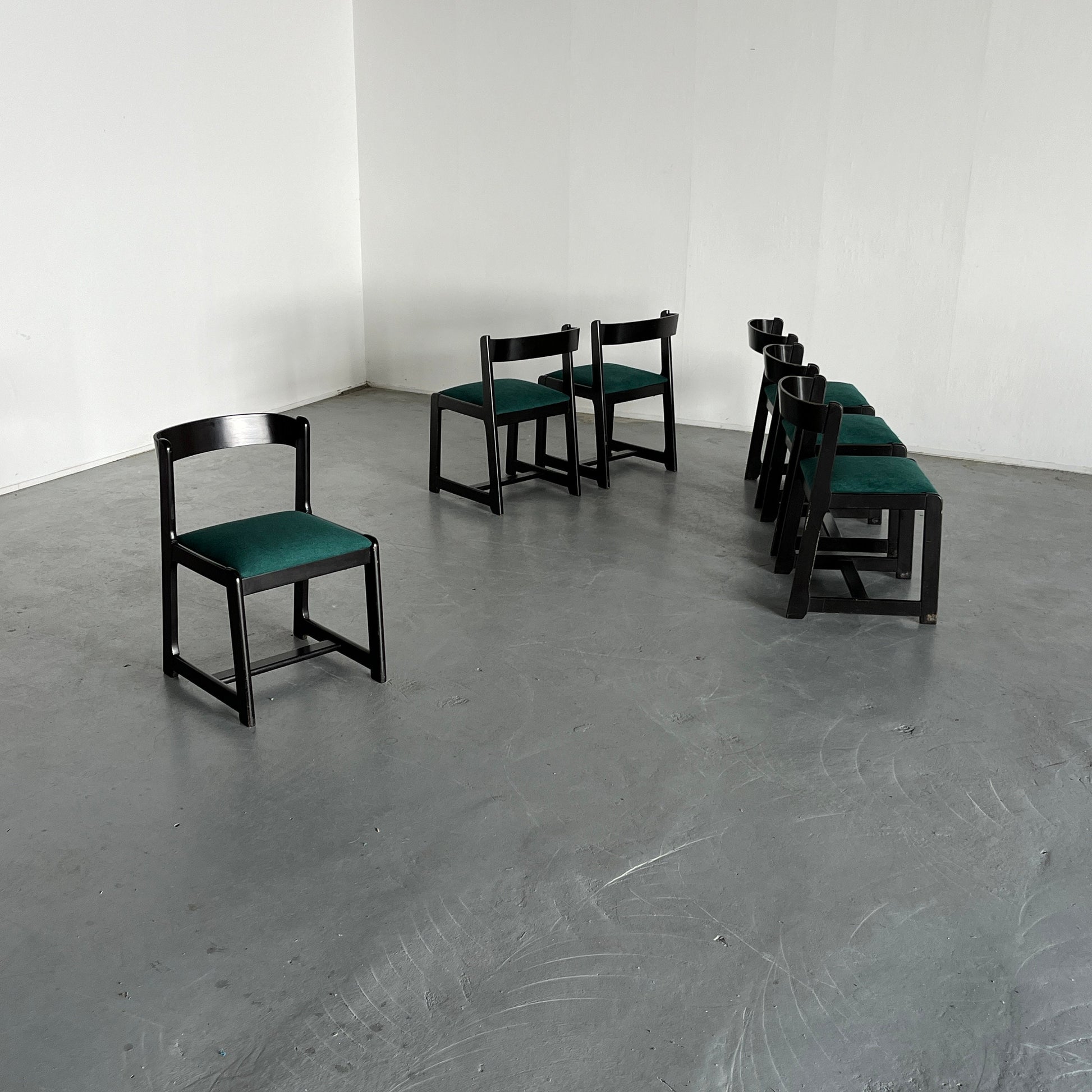 Vintage Esszimmerstuhl Massivholz im Stil von Willy Rizzo für Mario Sabot Set von 6