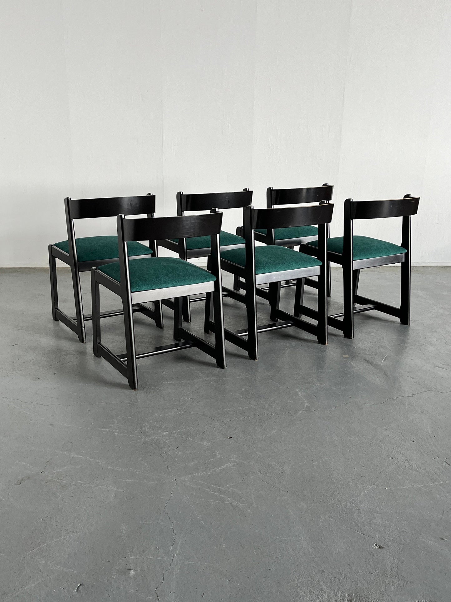Vintage Esszimmerstuhl von Willy Rizzo für Mario Sabot Set von 6 Massivholz, gepolstert