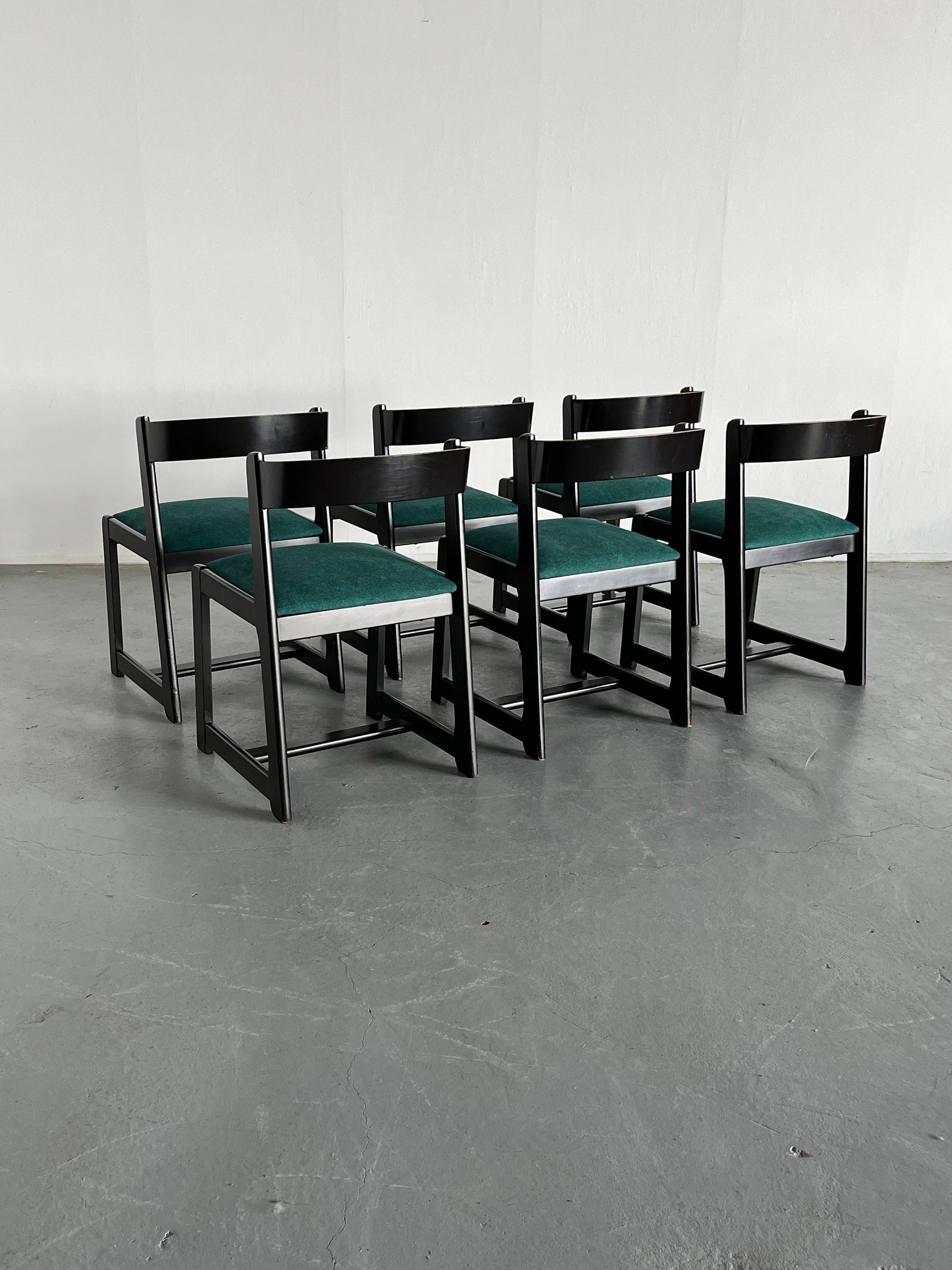 Vintage Esszimmerstuhl von Willy Rizzo für Mario Sabot Set von 6 Massivholz, gepolstert