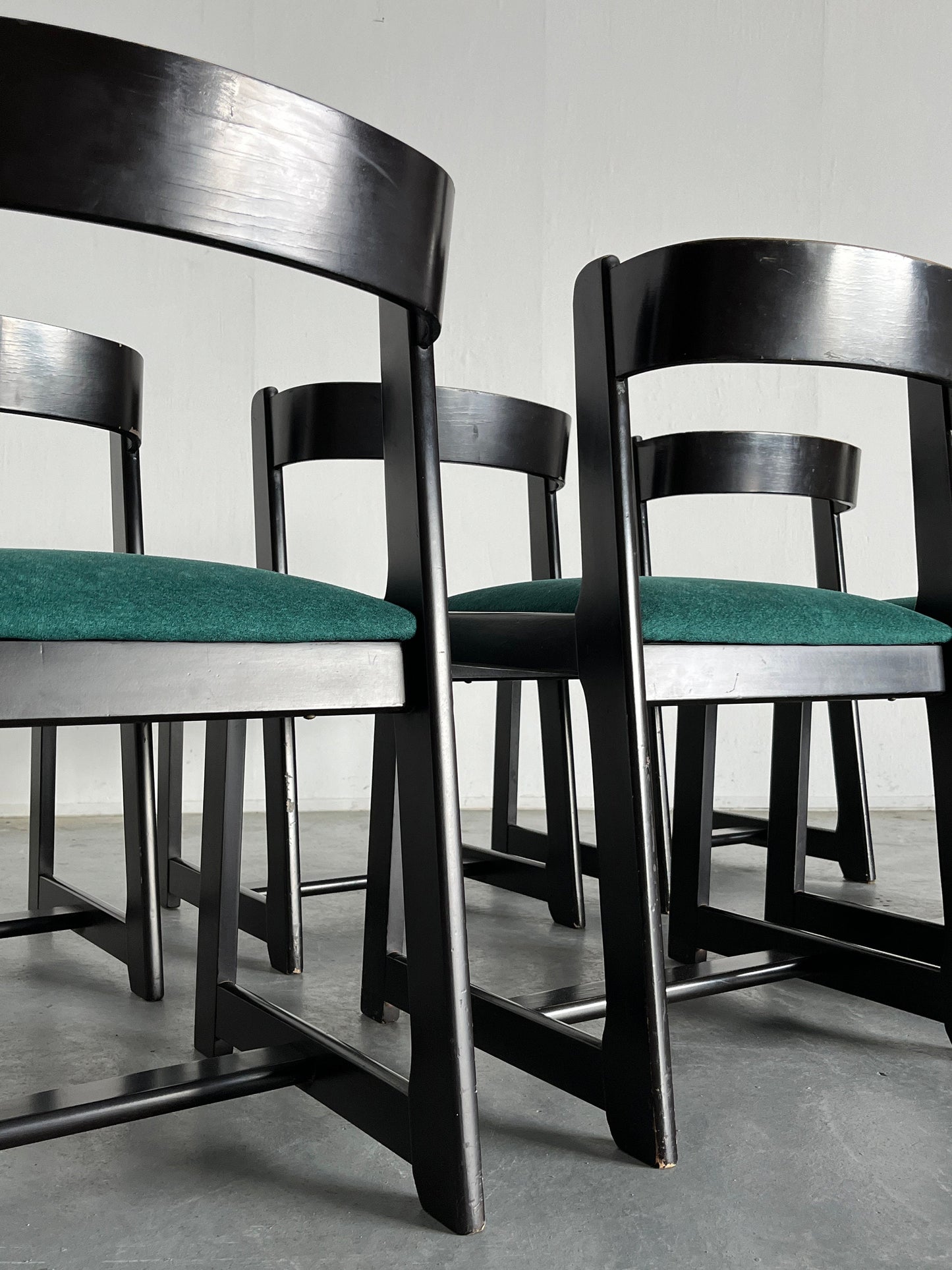 Vintage Esszimmerstuhl von Willy Rizzo für Mario Sabot Set von 6 Massivholz, gepolstert