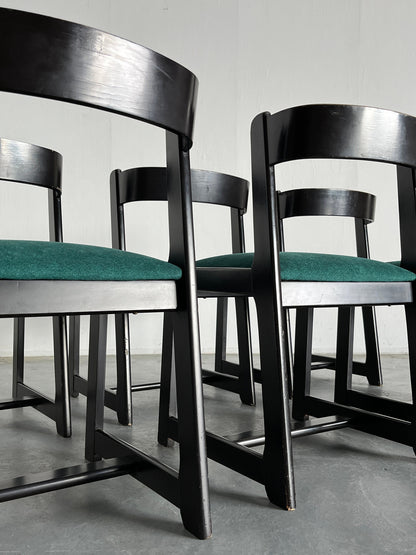 Vintage Esszimmerstuhl von Willy Rizzo für Mario Sabot Set von 6 Massivholz, gepolstert