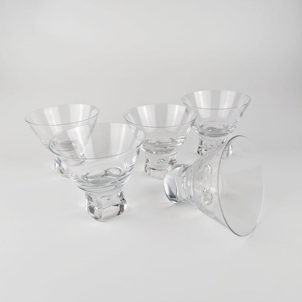 Vintage Dessert Eis Schale Kristall Glas Italien Bubble Sergio Asti Design 70er