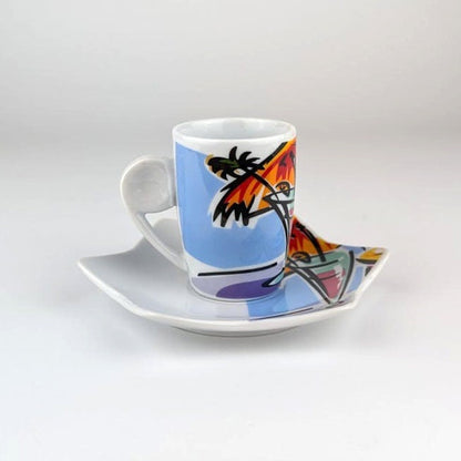 Vintage Espresso Tasse Postmodern Miami Vibes Italien von Memphis Milano Set von 6