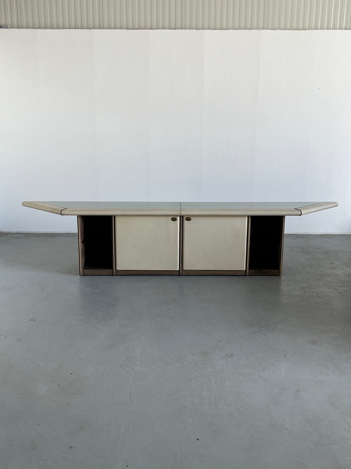 Vintage Console Cabinet Bogo by Carlo Bartoli for Rossi di Albizzate Suede Glass