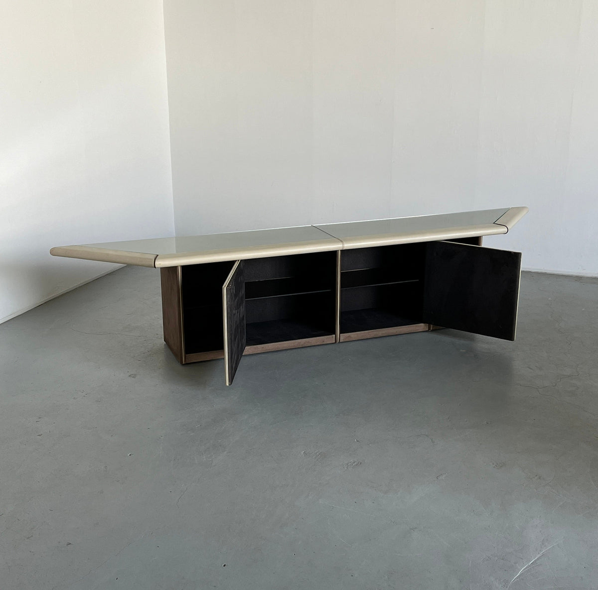 Vintage Console Cabinet Bogo by Carlo Bartoli for Rossi di Albizzate Suede Glass
