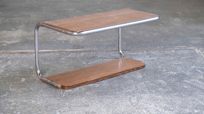 Vintage Wandgarderobe Bauhaus Stahlrohr mit Holz-Hutablage