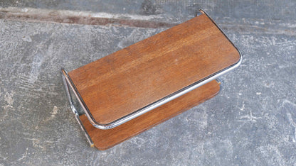 Vintage Wandgarderobe Bauhaus Stahlrohr mit Holz-Hutablage