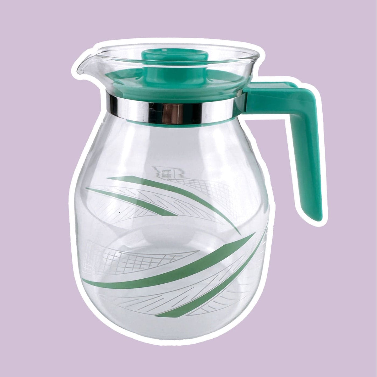 Carafe postmoderne en verre vert menthe Memphis Milano années 1980 1990