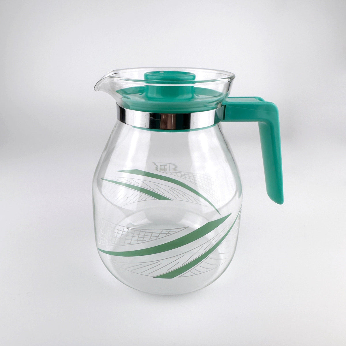 Carafe postmoderne en verre vert menthe Memphis Milano années 1980 1990