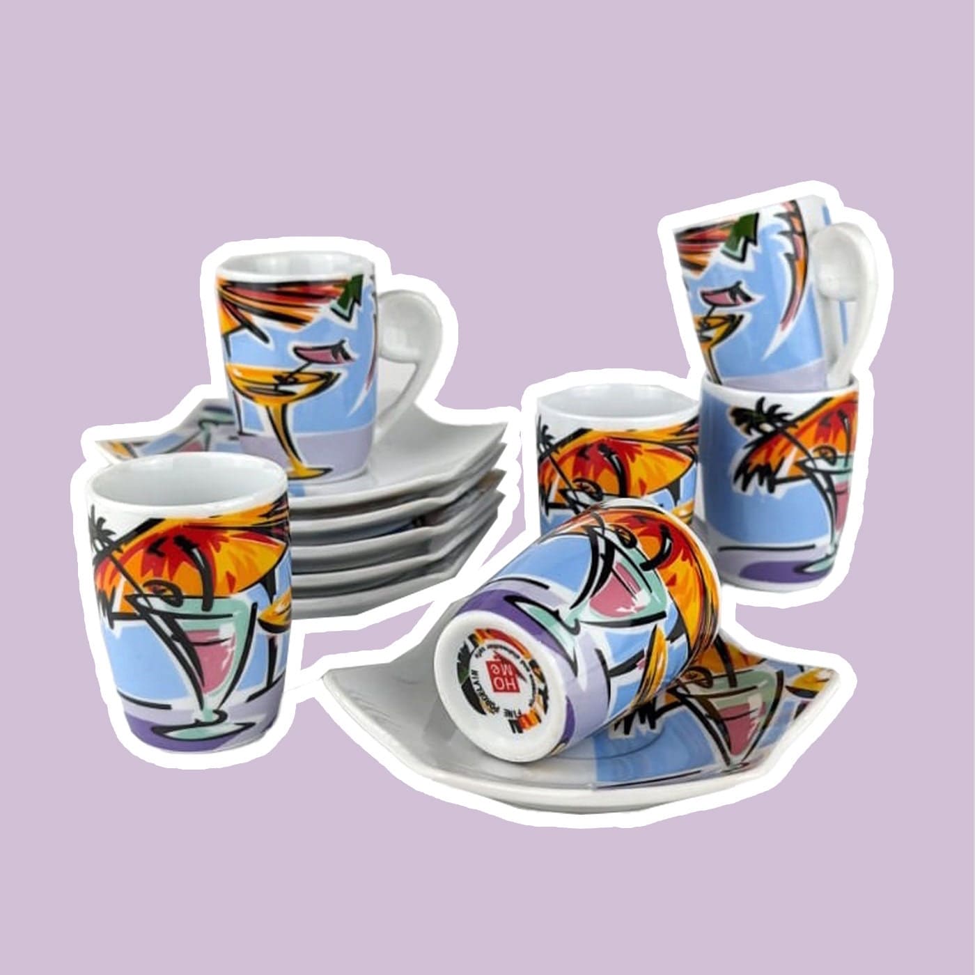 Vintage Espresso Cup Postmodern Miami Vibes Italy by Memphis Milano Set of 6