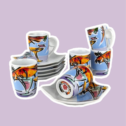 Vintage Espresso Cup Postmodern Miami Vibes Italy by Memphis Milano Set of 6