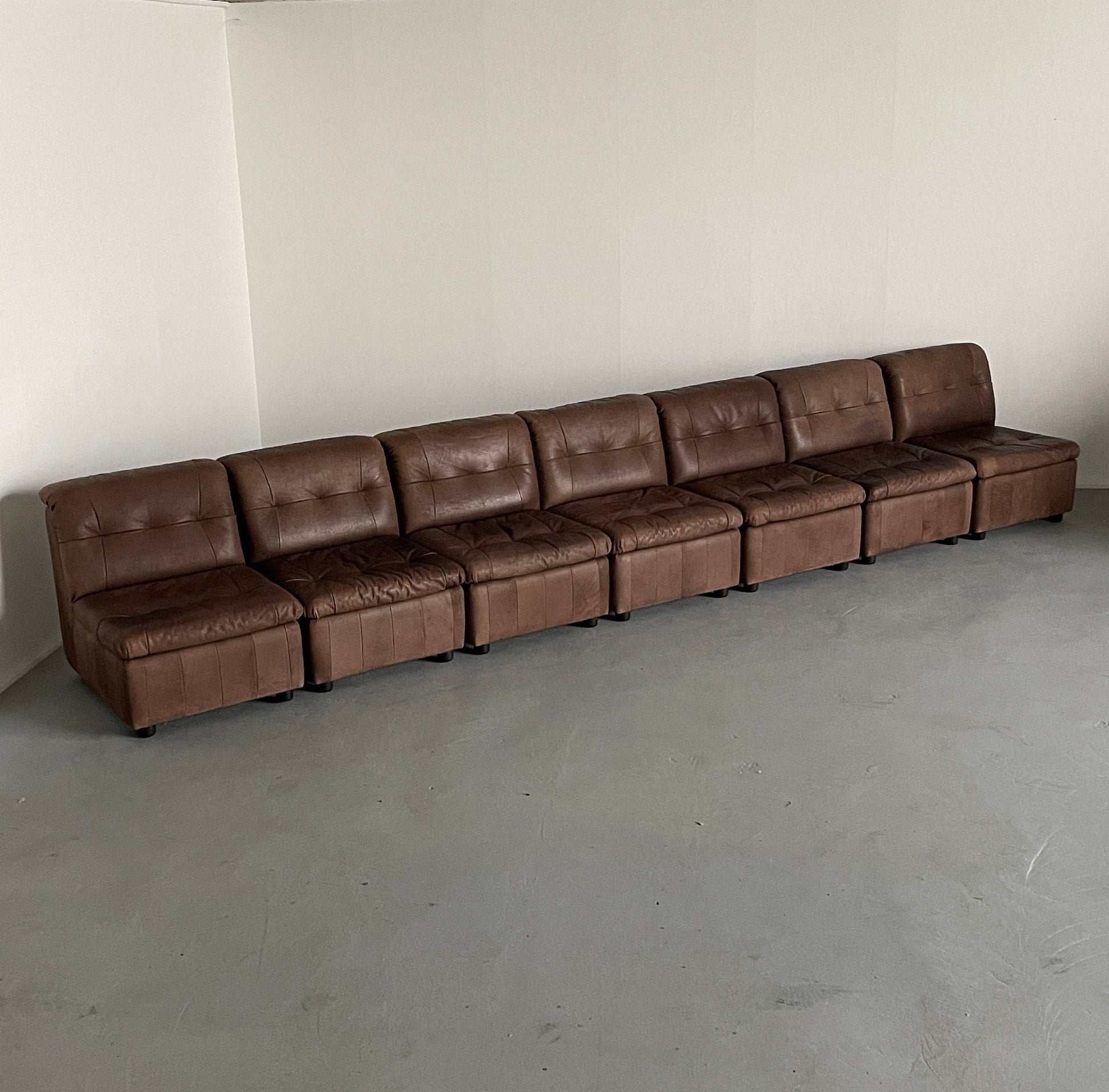 Vintage Ledersofa Patchwork im Stil von De Sede 1970er Westdeutschland