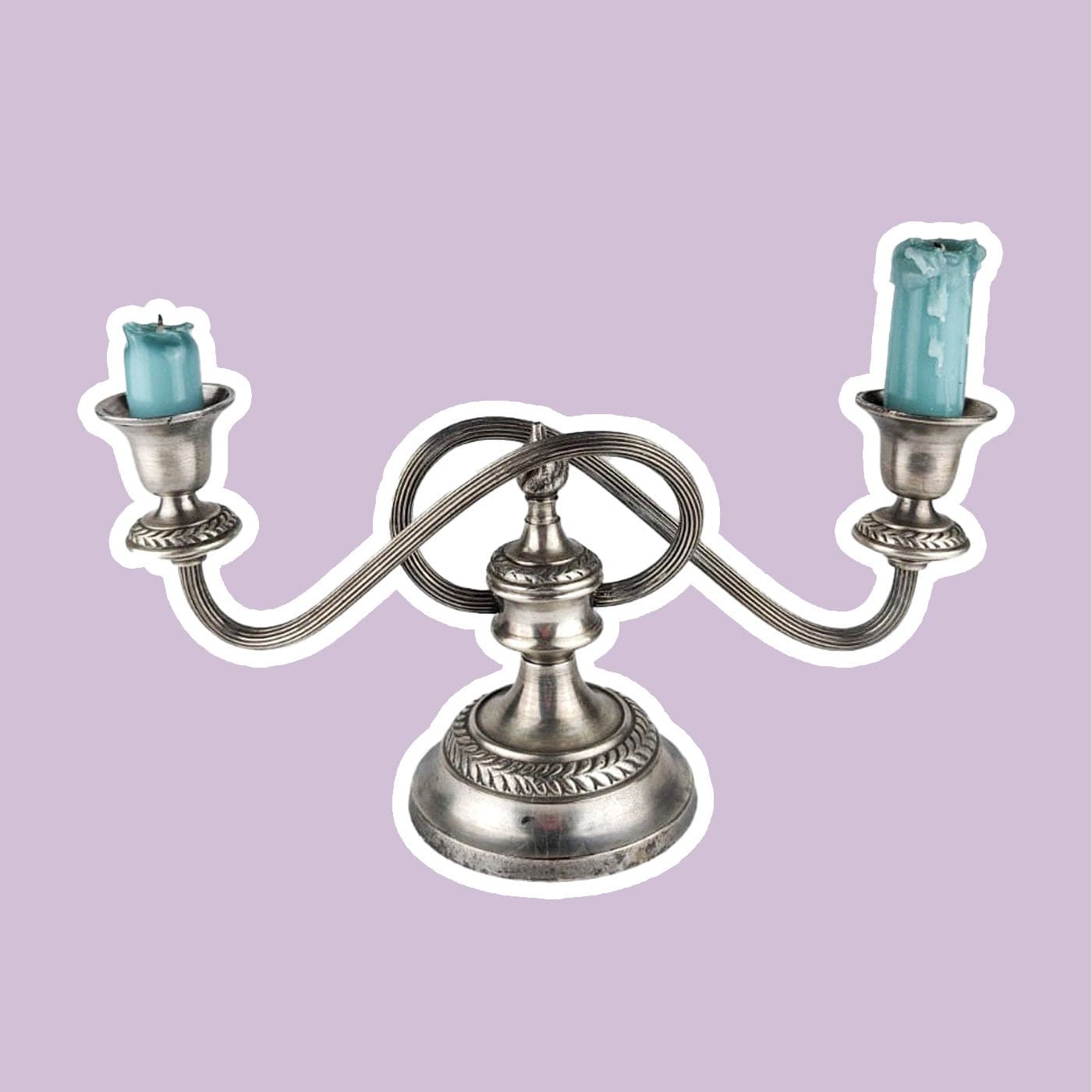 Vintage Kerzenständer England Swirl Metall Silber versilbert Set von 3