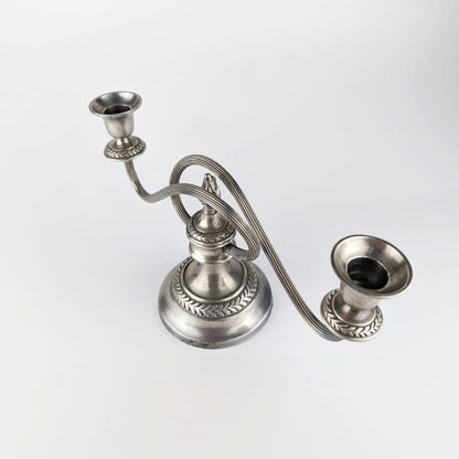 Vintage Kerzenständer England Swirl Metall Silber versilbert Set von 3