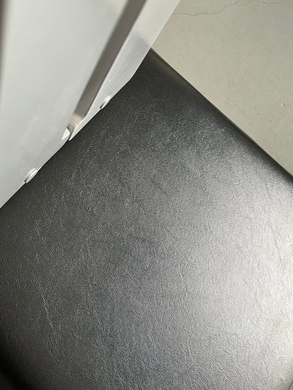 Vintage Dining Chair Black Metal Faux Leather Wood Italy 1980s Set of 4