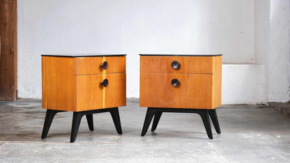 Vintage Schlafzimmerset mit 2 Nachttischen, Kommode und Spiegel