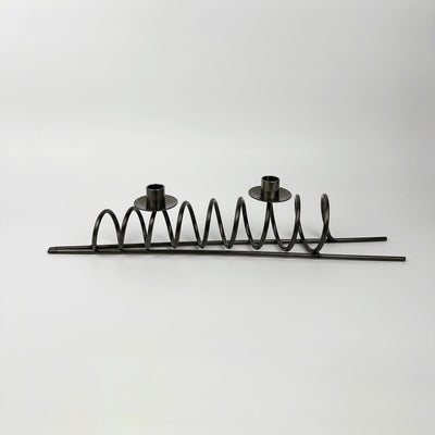 Vintage Kerzenhalter Metall Schwarz mit Spirale, Postmodern 80er/90er
