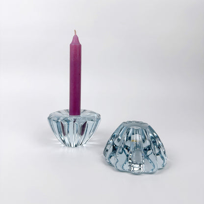 Set von 2 Vintage Kerzenhalter von Sven Palmqvist für Orrefors, Blau