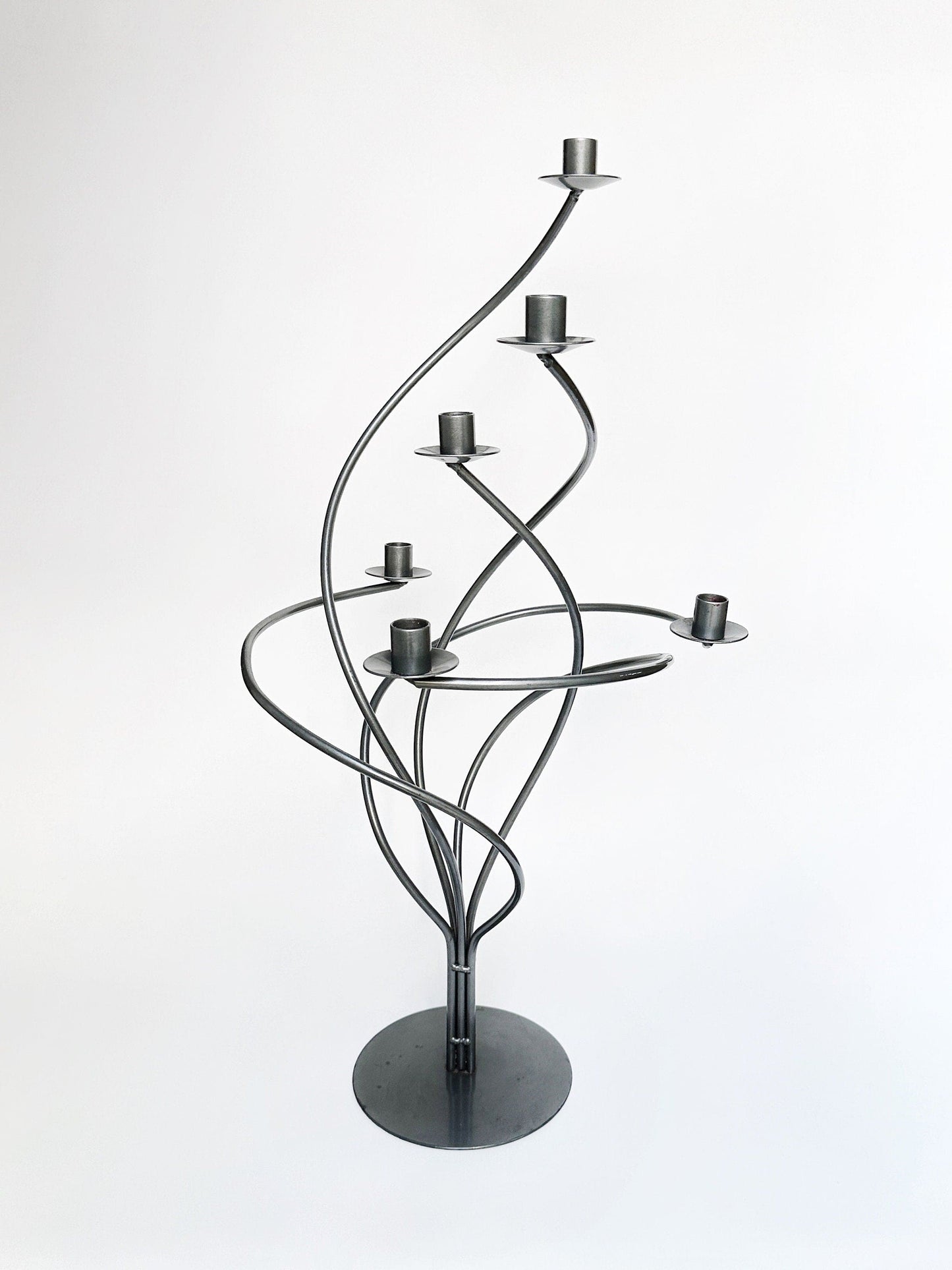 Vintage candlestick metal black spiral 80s 90s Memphis Milano Postmodern