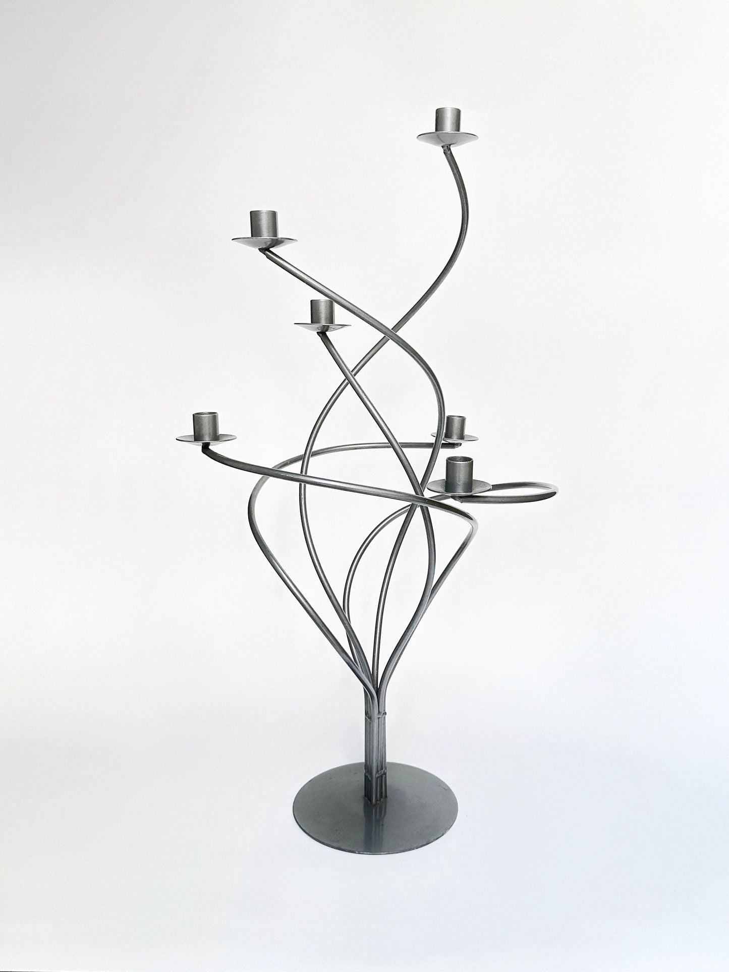 Vintage candlestick metal black spiral 80s 90s Memphis Milano Postmodern