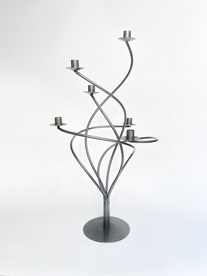 Vintage candlestick metal black spiral 80s 90s Memphis Milano Postmodern