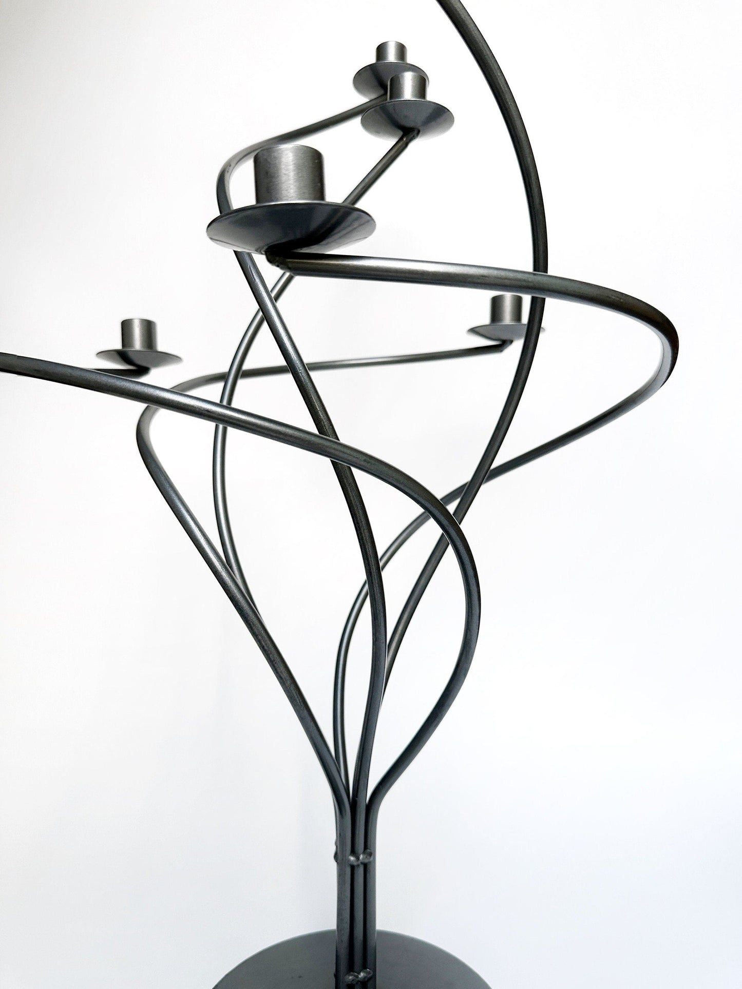 Vintage candlestick metal black spiral 80s 90s Memphis Milano Postmodern