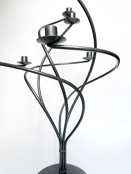Vintage candlestick metal black spiral 80s 90s Memphis Milano Postmodern