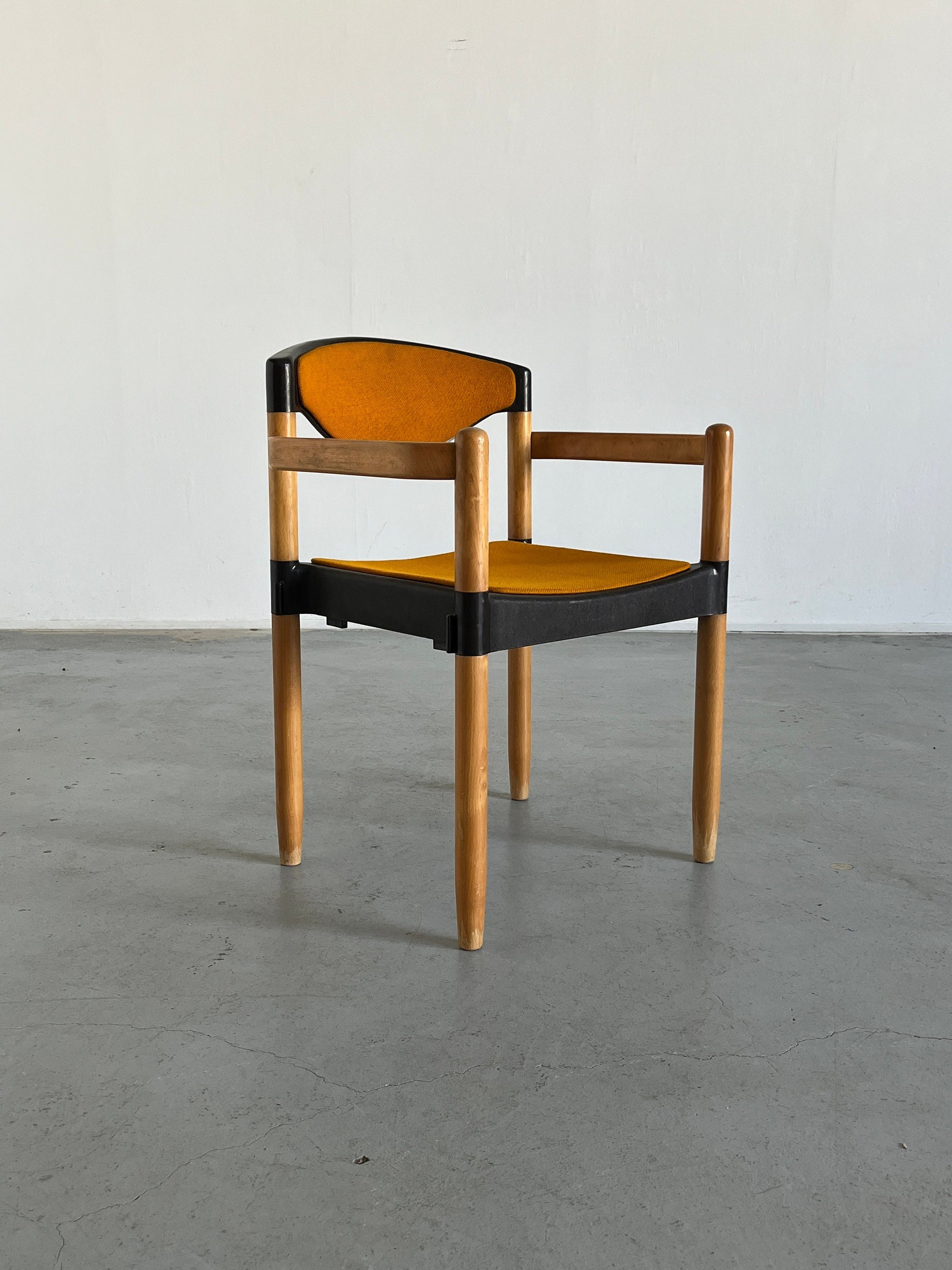 Vintage Armstuhl "Strax" von Hartmut Lohmeyer für Casala Orange Stoff 1980er