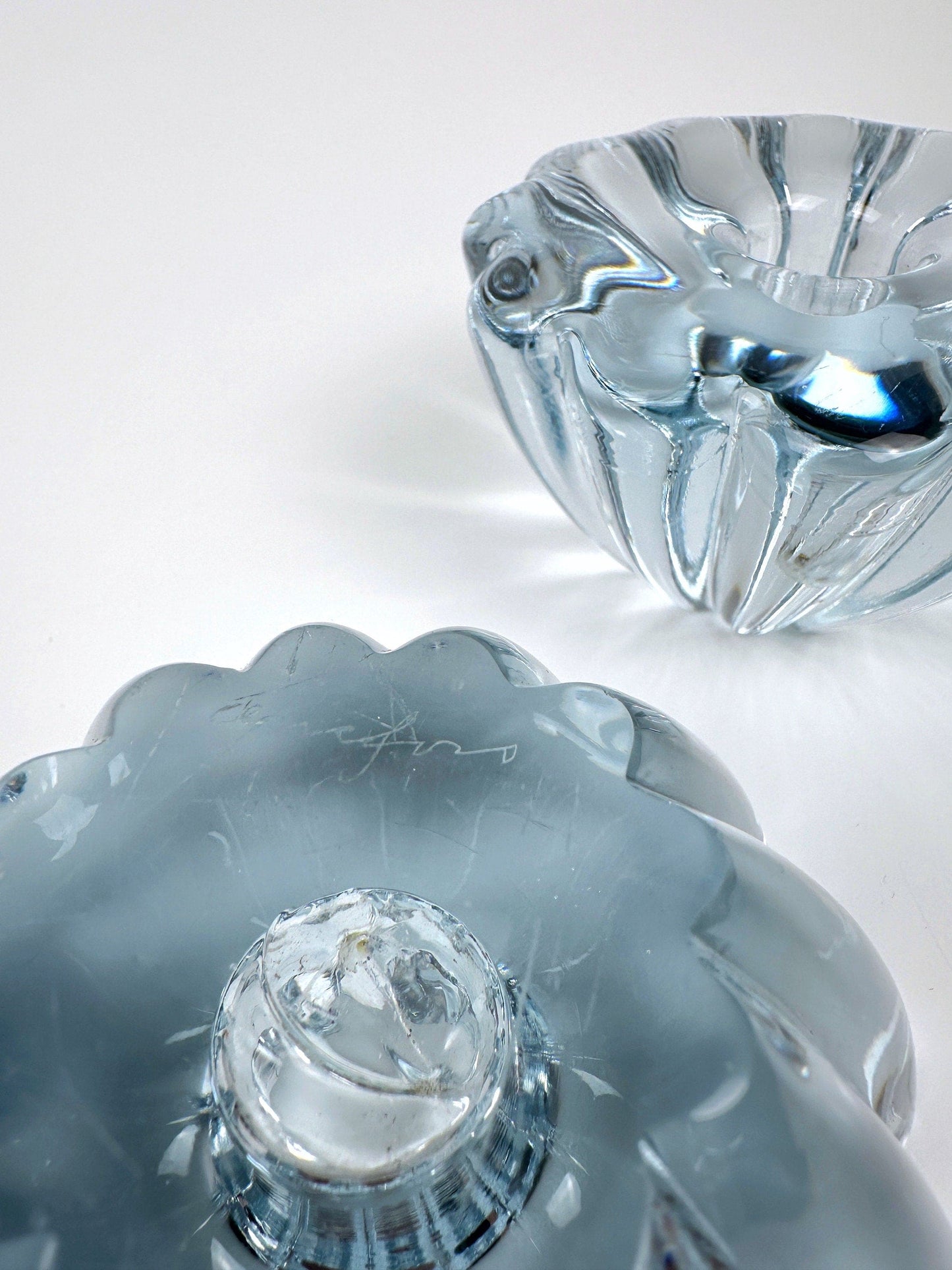 Vintage Kerzenhalter Solaris von Sven Palmquist für Orrefors blau Set von 2