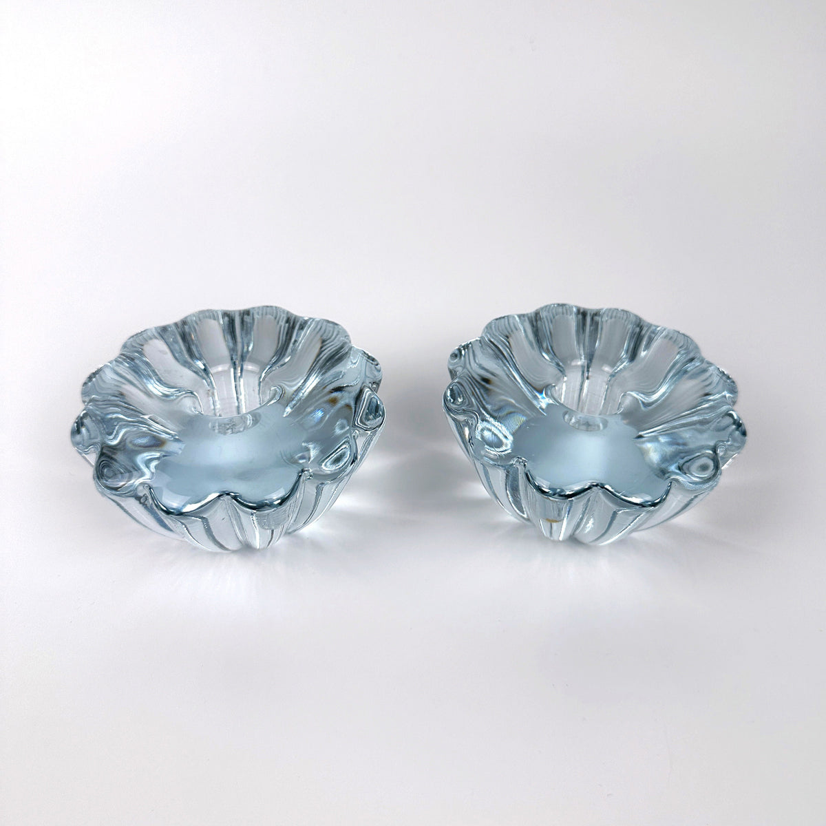Set von 2 Vintage Kerzenhalter von Sven Palmqvist für Orrefors, Blau