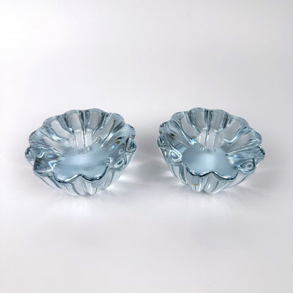 Set von 2 Vintage Kerzenhalter von Sven Palmqvist für Orrefors, Blau