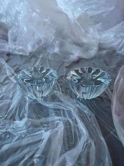 Vintage Kerzenhalter Solaris von Sven Palmquist für Orrefors blau Set von 2