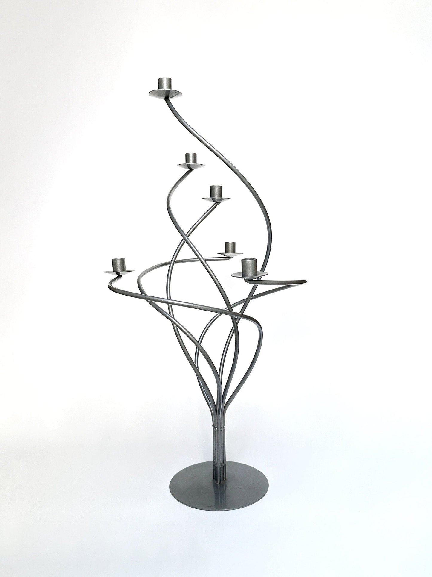 Vintage candlestick metal black spiral 80s 90s Memphis Milano Postmodern