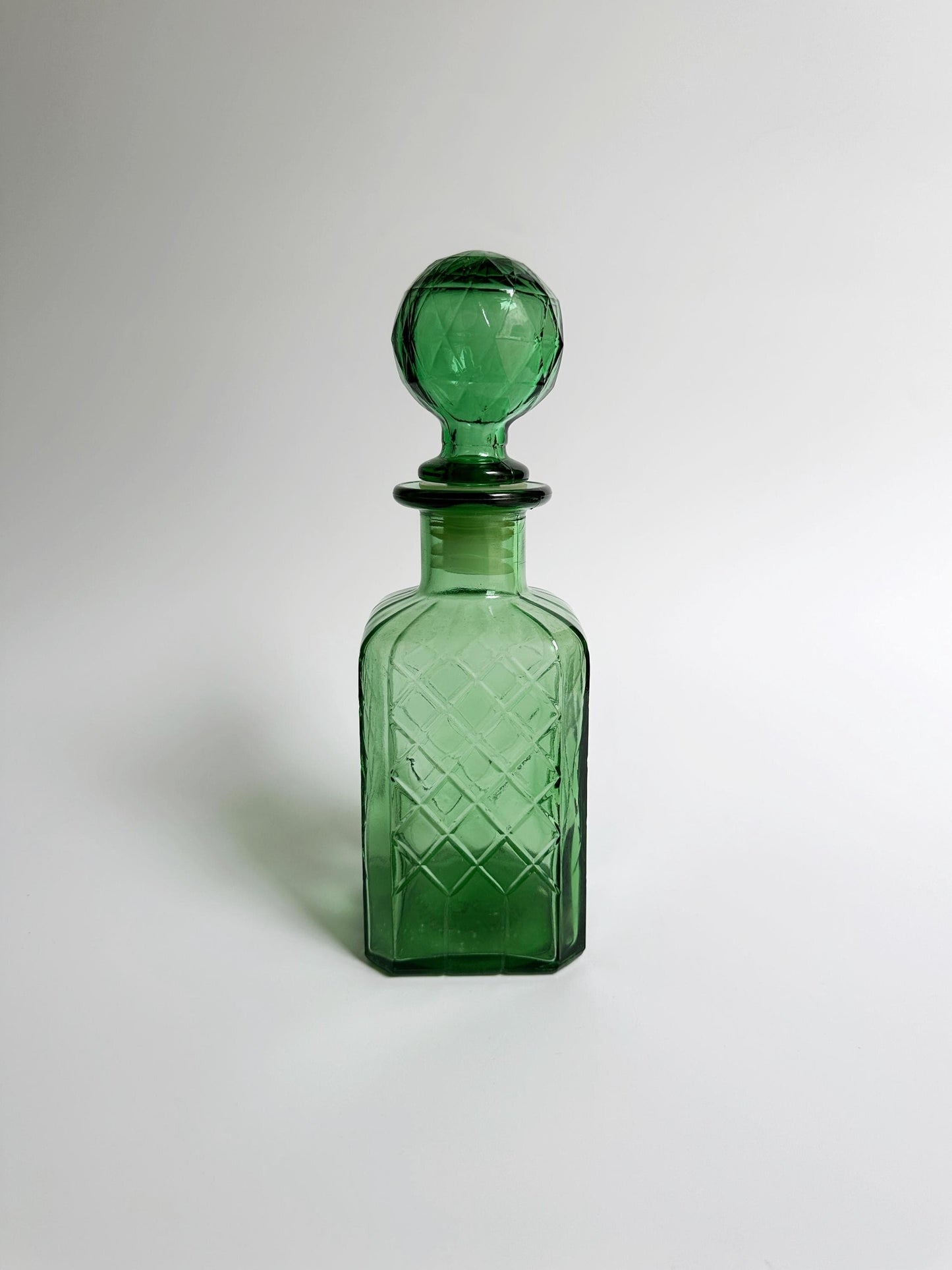 Vintage MCM Empoli Green Glass Bottle Decanter 60s Mid Century Carafe Italy