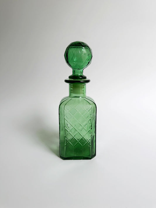Vintage MCM Empoli Grüne Glasflasche Dekanter 60er Mid Century Karaffe Italien
