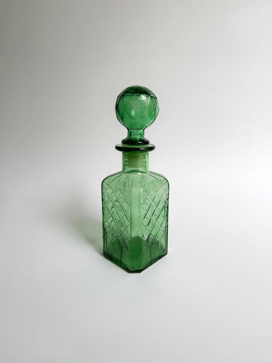 Vintage MCM Empoli Grüne Glasflasche Dekanter 60er Mid Century Karaffe Italien