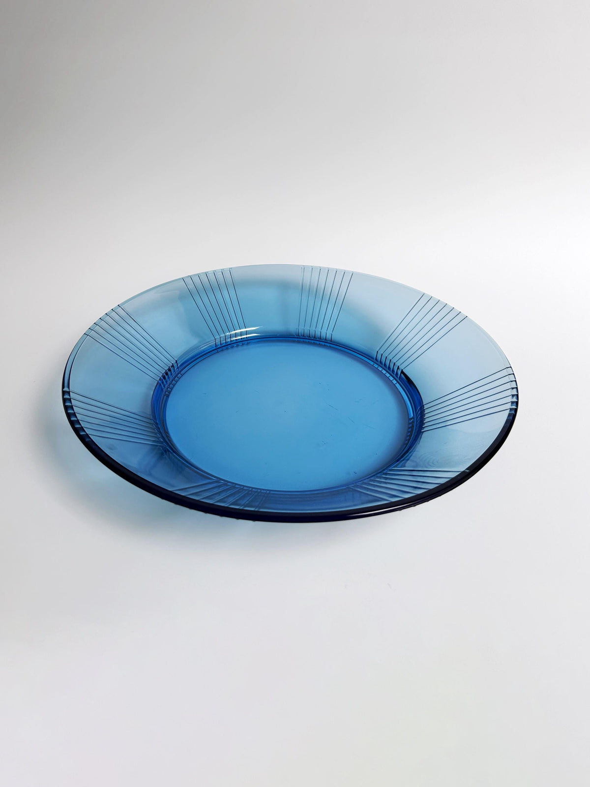 Vintage Schale Art Deco Revival von Luminarc Kobalt Blau Glas Set von 2