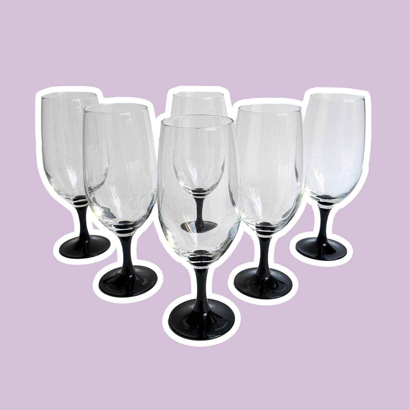 Vintage Luminarc Domino Beer Glass 80s Black Art Deco Revival Set of 6