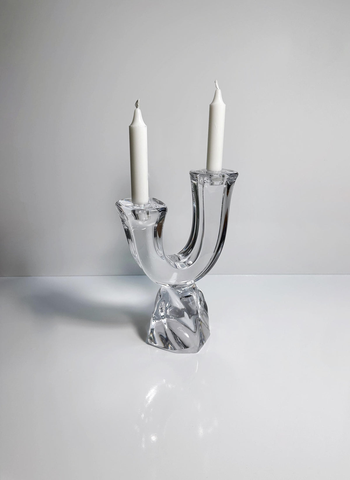 Vintage Kristallglas Kandelaber von Daum France, Frankreich um 1960