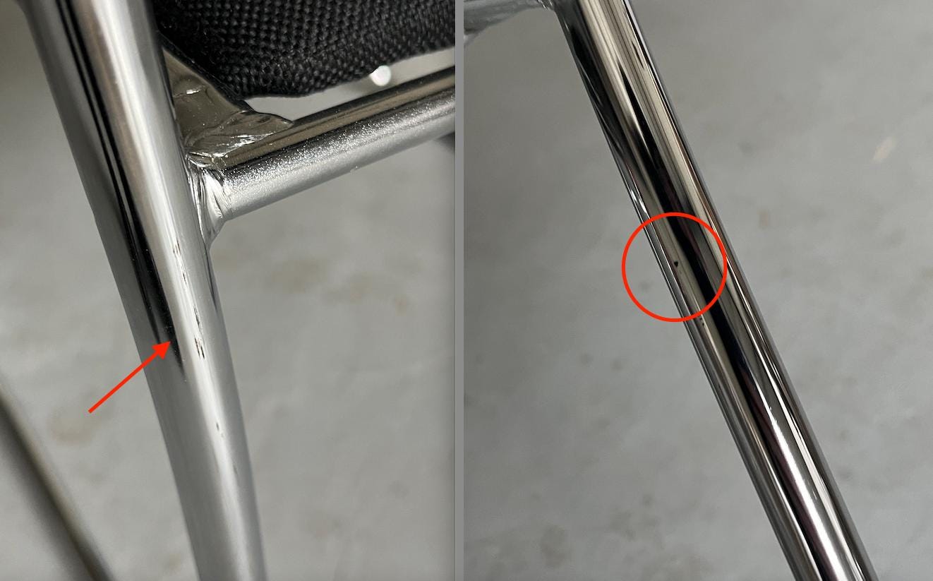 Vintage Minimalistischer Essstuhl Schwarz Chromstahl stapelbar Italien 1990er Set von 4