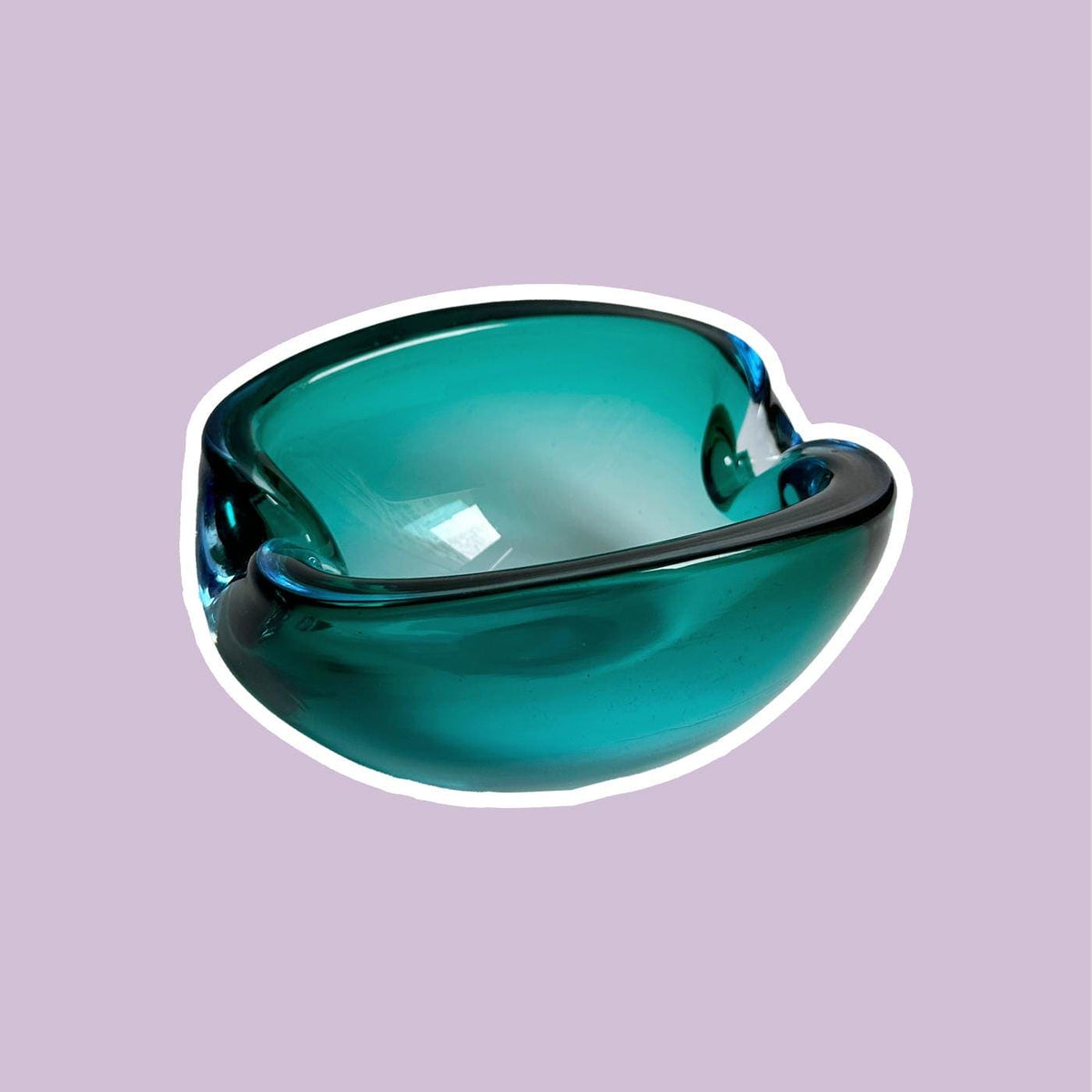 Cendrier vintage en verre de Murano vert menthe turquoise style Flavio Poli milieu du siècle