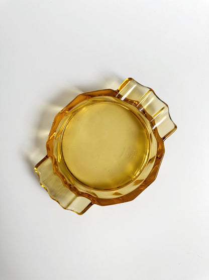 Vintage Art Deco Aschenbecher Bernstein Glas von Miroslav Klinger 1930