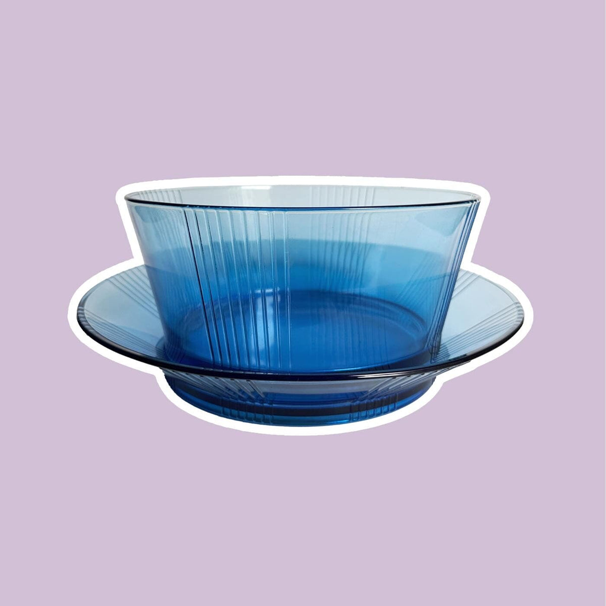 Bol vintage Art Déco Revival par Luminarc en verre bleu cobalt, lot de 2