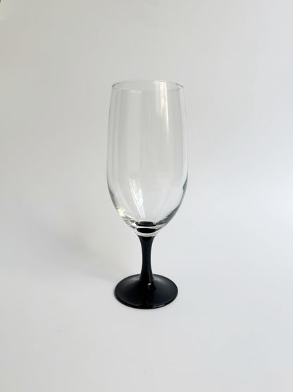 Vintage Luminarc Domino Beer Glass 80s Black Art Deco Revival Set of 6