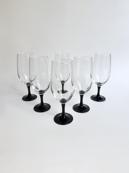 Vintage Luminarc Domino Beer Glass 80s Black Art Deco Revival Set of 6