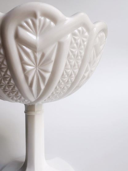 Vintage Jugendstil Opaline Glas Fußschale Weiß