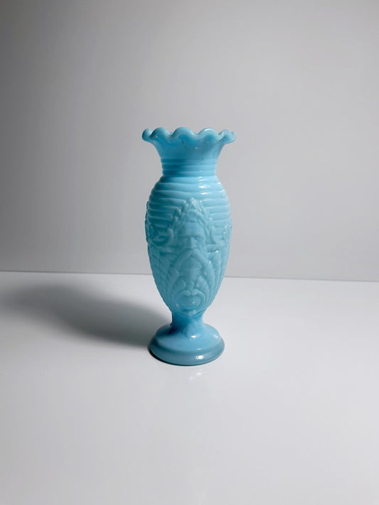Vintage opaline glass vase by Vallérysthal Blau Céleste