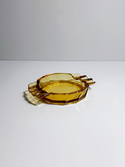 Vintage Aschenbecher von Stölzle Hermanova, Art Deco Bernstein