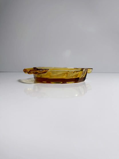 Vintage Aschenbecher von Stölzle Hermanova, Art Deco Bernstein